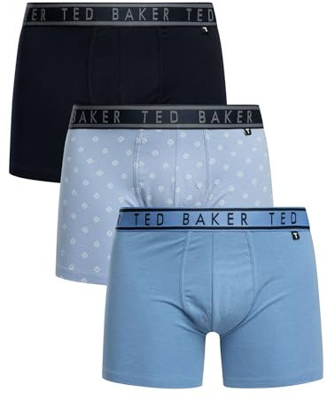 Ted Baker Mens 3-pack Cotton Boxer Briefs, Navy Blue/Sauna/Bachelors Blue, L UK
