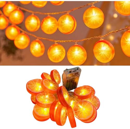 Aperol Deko Lichterkette Orange, 3 m 20 LED Aperol Spritz Kostüm Orangenscheiben Lichterkette Batteriebetrieben für Karneval, Halloween, Außen & Innen, Deko Wohnzimmer, Schlafzimmer (3 m/20 LED)