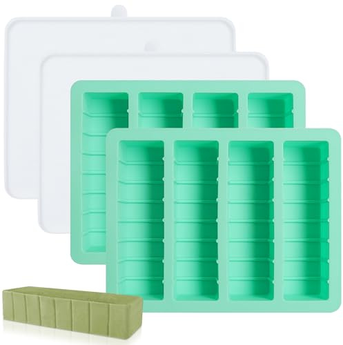 2Pack Butter Silicone Mold Tray with Lid, Non-Stick Butter Mold Tray for Homemade Butter Fits Standard Butter Stick Size, Ideal for Soap Bar, Energy Bar, Cake, Chocolate