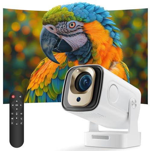 LAMA Mini 4K Portable Outdoor Projector, 200 ANSI Movie Portable Projector with Autofocus, Supports 180° Rotation for Home Theater, Camping, White