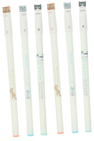 Artibetter 6Pezzi Gel Nera Penne Nero Per Scrittura e Decorazione Gadget Adorabile Per Studenti e Amanti Dei Gatti