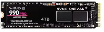 STURDYBEACH GLOBAL ONEVAN V-NAND 990 PRO NVMe M.2 2280 SSD, 4TB, PCIe 4.0, 7450 MB/s Sequential Read