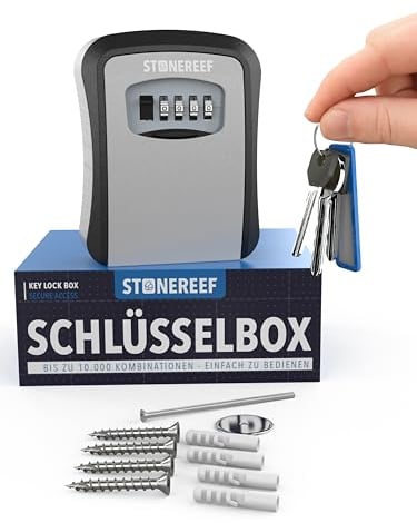STONE REEF Schlüsseltresor außen mit Zahlencode - Schlüsselbox wetterfest | Ersatzschlüssel sicher deponieren statt unter der Fußmatte verstecken