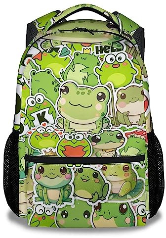 ZSOSIXDEAL Frosch-Rucksack, 1 lässige Laptoptasche, Rucksack, Büchertasche, Schultasche für Kinder, Jungen, Mädchen, Teenager, Erwachsene, Reisen