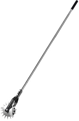 FSAKLPXOV Rotary Lawn Edger Wheel, Manual Lawn Edger Tool, Stainless Steel Handheld Edger with Long Handle for Garden Sidewalk Yard, Effortless Trimming and Durable Cutting