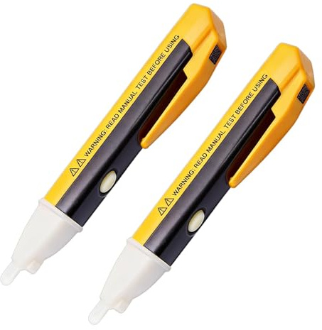 2 Pcs Voltage Tester Pen Electric Tester Pen Non Contact Voltage Testers | Test Range 90V to 1000V AC Live Wire Detector Stick with LED Flashlight & Buzzer Alarm Power Detection Sensor for Electrician