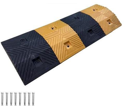 Dosso Stradale in Plastica ad Alta Gomma da 4/5 cm, Rallentatori Stradali ad Alta Visibilità 100x35cm con Viti per Parcheggi Magazzini Hotel(5cm/2inch)