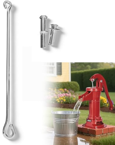 Manuelle Wasserfederstange mit Kolbenbolzen-Set, 38cm, industrieller Eisenguss, Ersatz für 75 Brunnendruckpumpe,Verzinkung (1, Verzinkung)