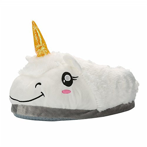 Très Chic Mailanda Pantofole Calde Adulti Cosplay Animali di Peluche a Disegno Unicorno Ciabatte (Taglia Unica, Bianco Unicorno)