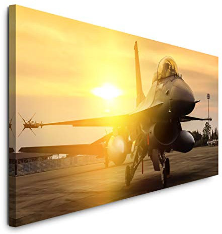 Paul Sinus Art GmbH F16 Falcon Flugzeug Technik 120x 50cm Panorama Leinwand Bild XXL Format Wandbilder Wohnzimmer Wohnung Deko Kunstdrucke
