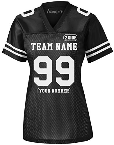 Custom Replica Football Jersey for Women Add Your Team Name and Number Personalized T-Shirt 2 Sided Black