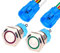 Gebildet 2pcs 16mm Momentáneo Pulsador de Botón Acero Inoxidable, Impermeable ON/OFF 12V-24V 5A LED 1NO1NC SPDT Temporal Botón con Enchufe de Cable(LED Rojo + Verde)