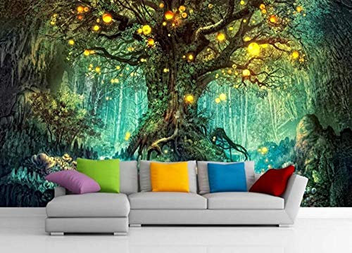 Fototapete 3D Tapete Kinderzimmer Deko Zauberwald Tapeten Vliestapete Wandbilder Wohnzimmer Schlafzimmer Wanddeko 300cmx210cm
