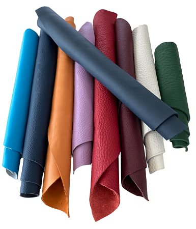 IPEA 1 kg Lederstücke - Farbige Ausschnitte aus echtem Leder in zufälligen Größen und gemischte Farben Made in Italy Lederreste Buntgemischt Stücke mit verschiedenen Formen