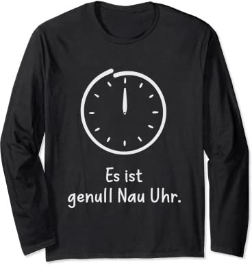 Es ist genull Nau Uhr. 24 Uhr Lustiges Mitternacht Schlafen Langarmshirt