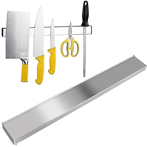 2er Set Magnetleiste selbstklebend 40cm - Messerleiste Edelstahl Ohne Bohren | Magnetschiene für Werkzeug & Küchenutensilien | Werkzeugleiste mit Klebeband | Messerhalter Wandhalter | Werkzeughalter