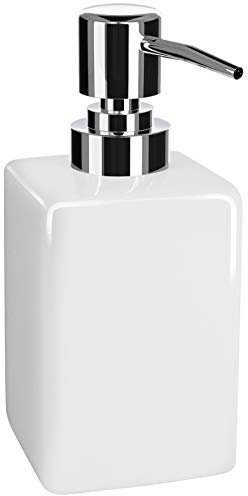 Nuscen White Soap Dispenser,300ml Hand Wash Dispenser, Square Ceramic Hand Soap DispenserPump Bottle Dispenser, Shampoo Lotion Soap Dispenser Bottle,For Bathroom/Kitchen/Hotel