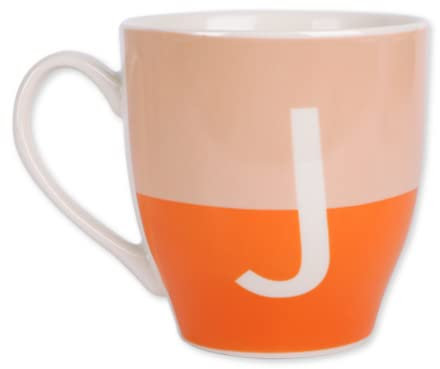 FabFinds Hugga Mug with Initials Classic Black and White Ceramic Large Gift Coffee Cups 500ml (H11cm X W11cm) (Approx.) (J Two Tone)