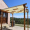 Pérgola parasol de madera maciza con lona de onda impermeable 3 x 4 col. Nuez