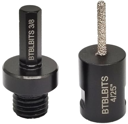 BTBLBITS Diamond Mortar Raking Bit - 4/25 x 1 Mortar Router Bit with 5/8-11 Thread Plus 3/8 Hex Shank Adapter for Tuck Pointing, Granite, Marble, Masonry, Brick, Stone Removal
