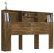 Homgoday Kopfteilschrank mit Fach, Home Indoor Schlafzimmer Display Regal Bücherregal, Holz Stauraum Bett Rückwand Fußteil Möbel Bett Zubehör Raucheiche 160 x 19 x 103,5 cm