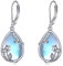 YFN Tulip Leverback Ohrringe für Frauen Sterling Silber Tulip Blume Dangle Mondstein Ohrring Schmuck für Frauen Mädchen