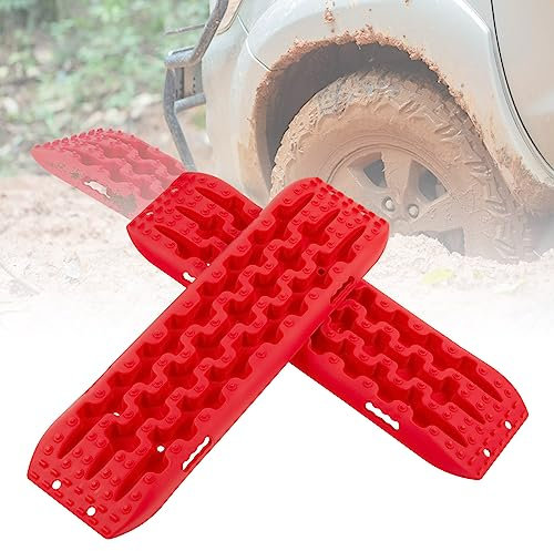 COSTWAY Tavole di Recupero per Fuoristrada 2 Pezzi, Carico 10T, Piastre di Trazione e Recupero per Liberare Veicoli da Neve Fango e Sabbia, Accessori Fuoristrada 4x4 (Rosso, 107 x 31 x 7 cm)