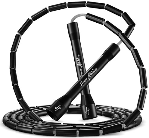Corde à Sauter Perlée Honor Athletics 2.0 - Réglable avec Poignées Incassables & Perles Increvables pour un Entraînement Fitness Amélioré