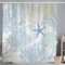 ASDCXZ Tenda da doccia marittima, 180 x 200 cm, blu turchese, giallo, con stelle marine, corallo, bagno nautico, lavabile, in poliestere, impermeabile, per vasca da bagno con 12 ganci