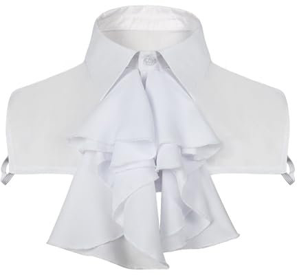 Zeizafa Unisex Steampunk Colonial Jabot Krawatte Viktorianischer Rüschenhalskragen Abnehmbarer Fake Kragen Cosplay Kostüm Zubehör Clubwear Steampunk Kragen
