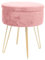 Harbour Housewares Velvet Round Foot Stool with Storage - Pink with Gold Legs - Modern Dressing Table Pouffe Footstool Vanity Seats Vanity Chairs Footstools for Living Room, Bedroom