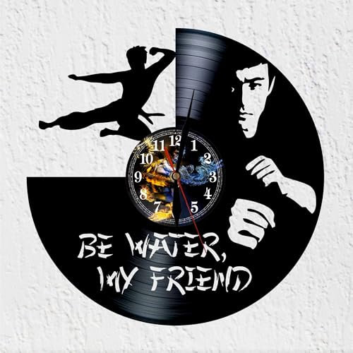 Viny Woody Filmstar-Schallplattenuhr aus Vinyl Vinywoody Wanduhr aus Vinyl Kampfkunst, Wanddekoration, originelles Geschenk