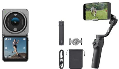 DJI Action 2 Dual-Screen Combo - Action-Kamera mit erweitertem Akku-Modul & Osmo Mobile 6 Gimbal-Stabilisator für Smartphones, 3-Achsen-Handy
