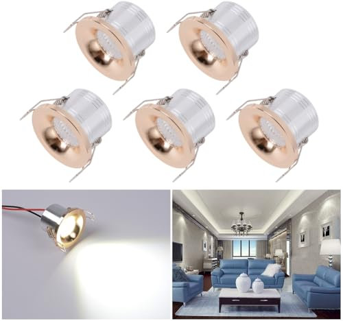 Midore Mini Led Einbaustrahler, Led Mini Einbaustrahler 3w 5 StüCk 230v Weiß, Klein Deckenstrahler Mit Transformator Cob Downlights Deckenspots 330lm Minispot Mini Led Spot für Schrank Küche