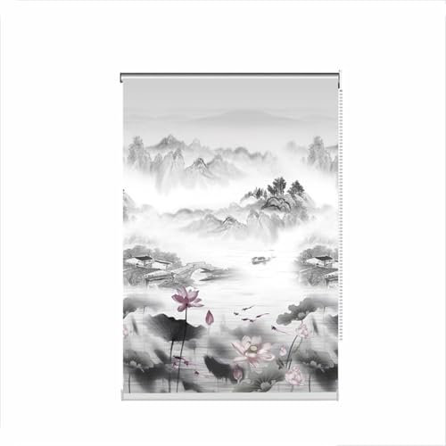 Home Office Roller Blind Thermal Blackout Window Curtains Roller Shade Patterned Shading Curtain Blackout Window Blind with Fittings (110x200cm,Style F)