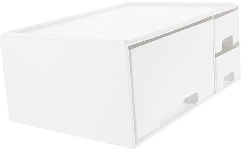 CIYODO 1stk Computer Erhöhtes Regal Computer-bildschirmständer Laptop-monitorregal Tablet-halter Computermonitor Laptopständer Mit Schublade Lagerregal Mit Schublade Plastik Abs Weiß