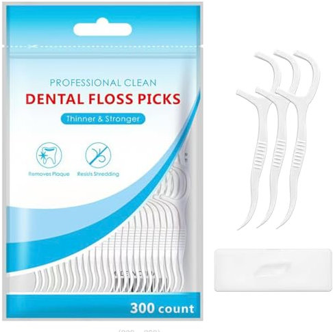 BORISCA 300 Piezas de Hilo Dental con Mango y Una Caja de Almacenamiento, Dental Floss, Palillos de Hilo Dental Desechables, Palillos de Hilo Dental Plástico para la Limpieza Bucal Interdental