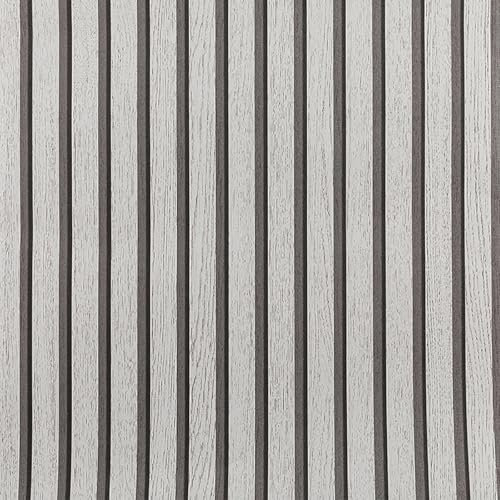 Beswitory Grey 3D Effect Wood Slats Wallpaper Natural Wood Grating Panel Wallpaper Feature Wall for Hallway Stairs Lounge Hall Adults Kids Bedroom Living Room