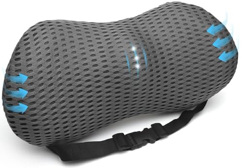 DAWRIS Lumbar Support Memory Foam Pillow, Lumber Support Cushions with Detachable Elastic Strap for Car Office Chair, Adjustable Car Seat Back Support Pillow for Promotes Back Pain Relief