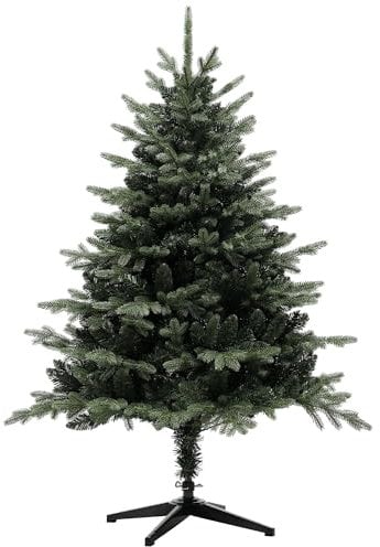 HOMCOM 5ft Artificial Spurce Christmas Tree with 1121 Branch Tips and Foldable Steel Base, Realistic Hinged Xmas Tree for Home Office, Green