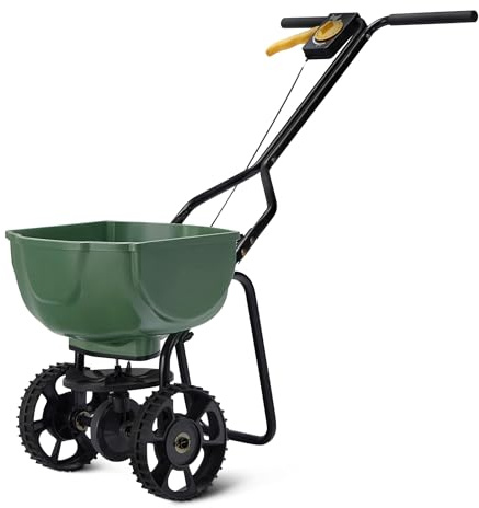 Amazon Basics Düngerstreuer für Rasen, Streuwagen für Grassamen und Streusalz, 15 Liter, 1er-Pack