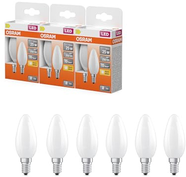 Osram LED-Lampe Star Kerzenform B25 Filament, 2700 K warmweiß, 1,8 W, E14, matt, 250 lm, 15.000h, für Kronleuchter, dekorative Einbauten, blendfrei