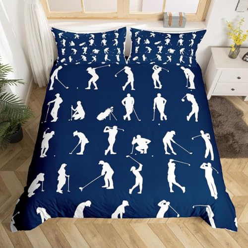 Bettwäsche 135x200 Golf Bettbezug 3D Druck Jungen Mädchen Teenager Bettbezüge Kuschelig Weich Mikrofaser Deckenbezug 135x200 cm mit Reißverschluss + 1 Kissenbezug 80x80 cm A-744