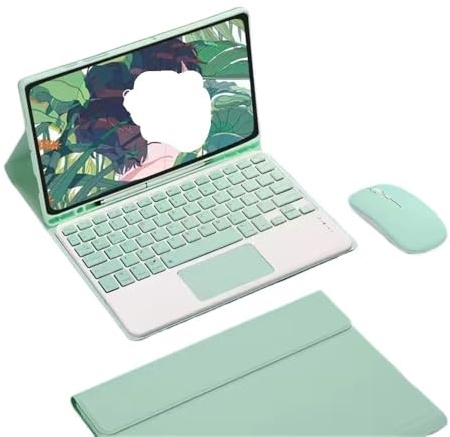 YSJX Magnetic Detachable Touch Keyboard, Tablet Leather Case Suitable for iPad Pro 11 inch 2018-2022 universal(Green+Keyboard+Mouse)