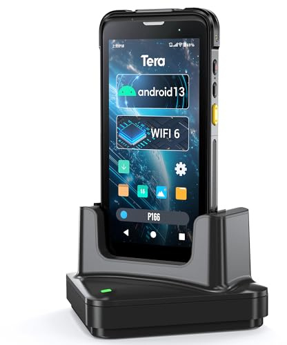 Tera Android 13 Barcode Scanner PDA: 5,5 Handheld Mobiler Computer 4GB+64GB mit Ladestation 1D 2D QR Scanner Zebra SE4710 NFC WLAN GPS Bluetooth Inventur Logistik Lager Datenerfassung Industrie P166