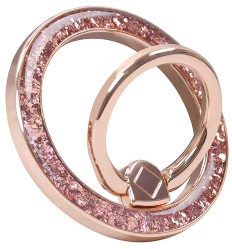 MENTINS Magnetic Phone Ring for MagSafe Grip [Super Magnet] Gold Twinkle Design Ring Holder Stand, magsafe pop Socket, Mag Safe Accessory for iPhone 17/16/15/14 /13 Pro Max Plus, Rose Gold