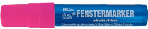 KREUL 42904 - Fenstermarker pink, Strichstärke ca. 15 mm, Flüssigkreidestift für kreatives Gestalten auf Fliesen, Folie, Glas und Spiegel, lösungsmittelfrei, lichtbeständig und schnelltrocknend