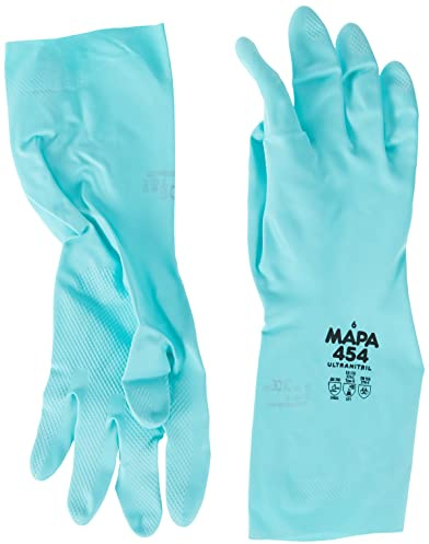 MAPA Professional Ultranitril 454 – Reinigungshandschuhe aus Nitril, flüssigkeitsdicht für den Bereich Gesundheit und Behörden, türkis, Größe 6, Schutzhandschuhe (1 Paar)