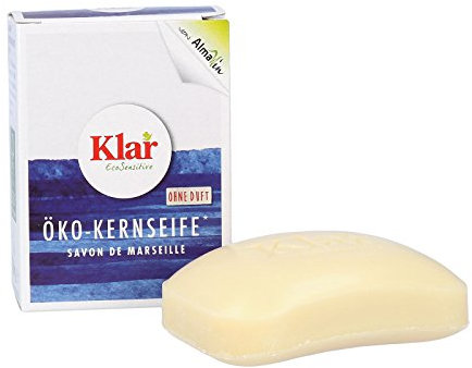 Klar eco Sensitive Öko - Kernseife 100g, Seifenstück parfümfrei, Vegan, Feste Seife zur milden Reinigung