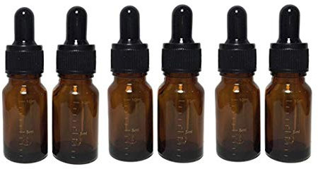 6 PCS Ambre Flacons en verre de 10 ml (1/3 oz) avec compte-gouttes en verre vide Verre ambré rechargeable Flacon compte-gouttes gradué en verre Huile essentielle Cosmétiques